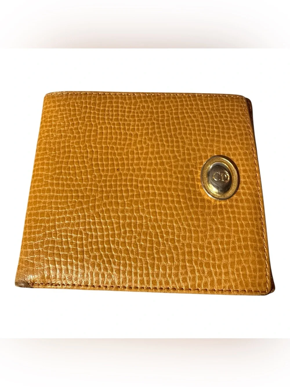Christian Dior Yellow Pebbled Yellow Bifold Wallet